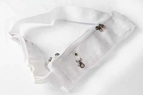 Premium White Ihram Belt with Dual-Zip Pouch - Adjustable Secure Waist Belt