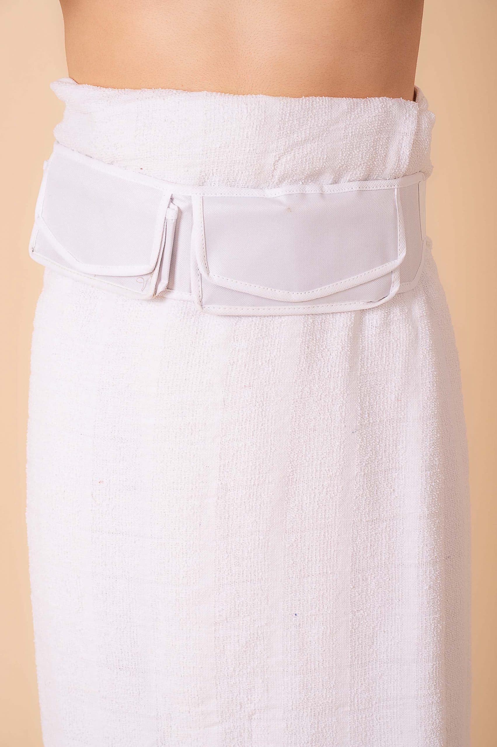 Ruby White Ihram Belt with Snap-Flap Pouch - Washable Adjustable Ahram Belt