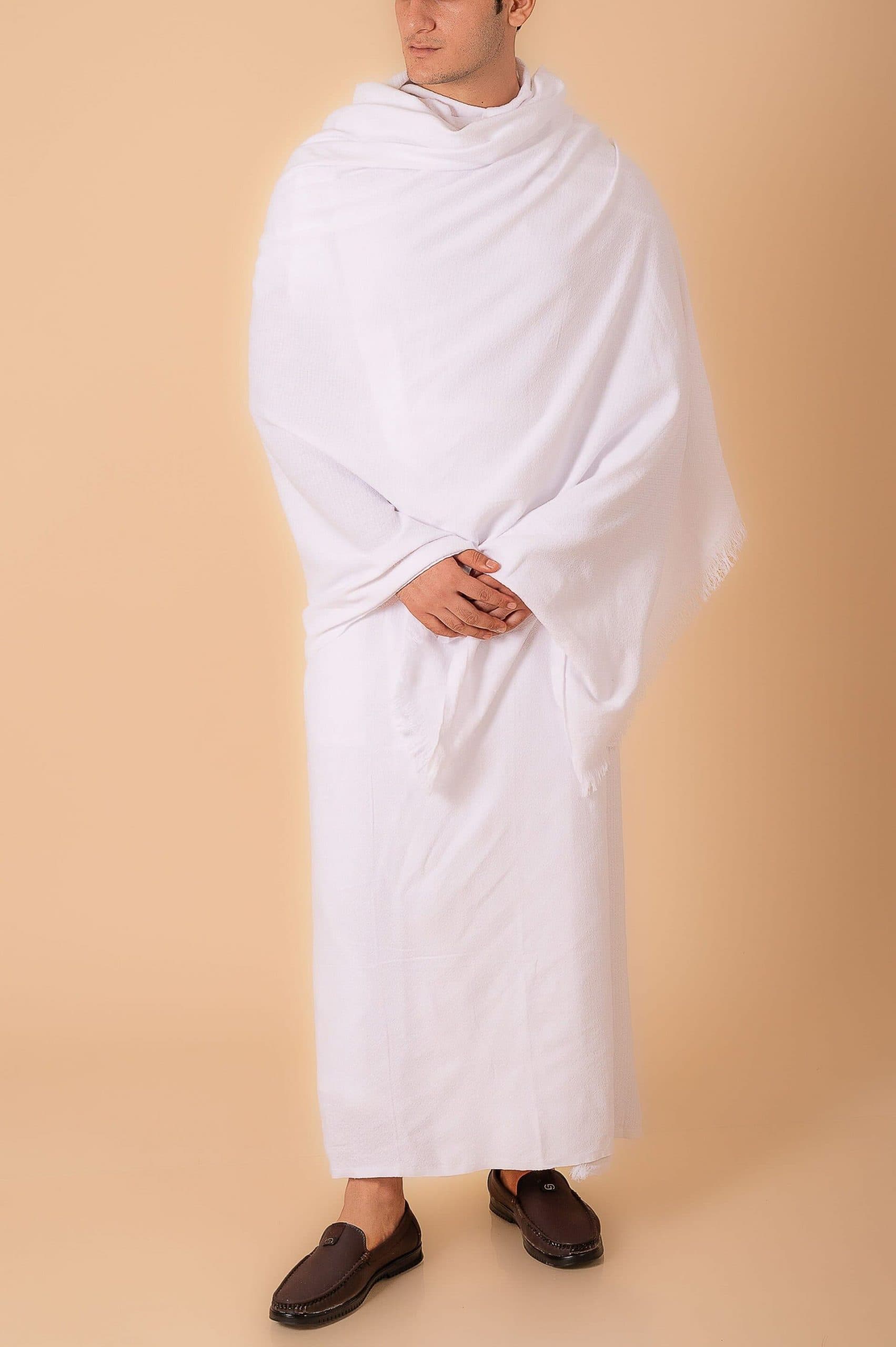 Premium Cotton White Ihram Towels for Men - 2 Pcs (46” x 92”) Plain Ihram Set