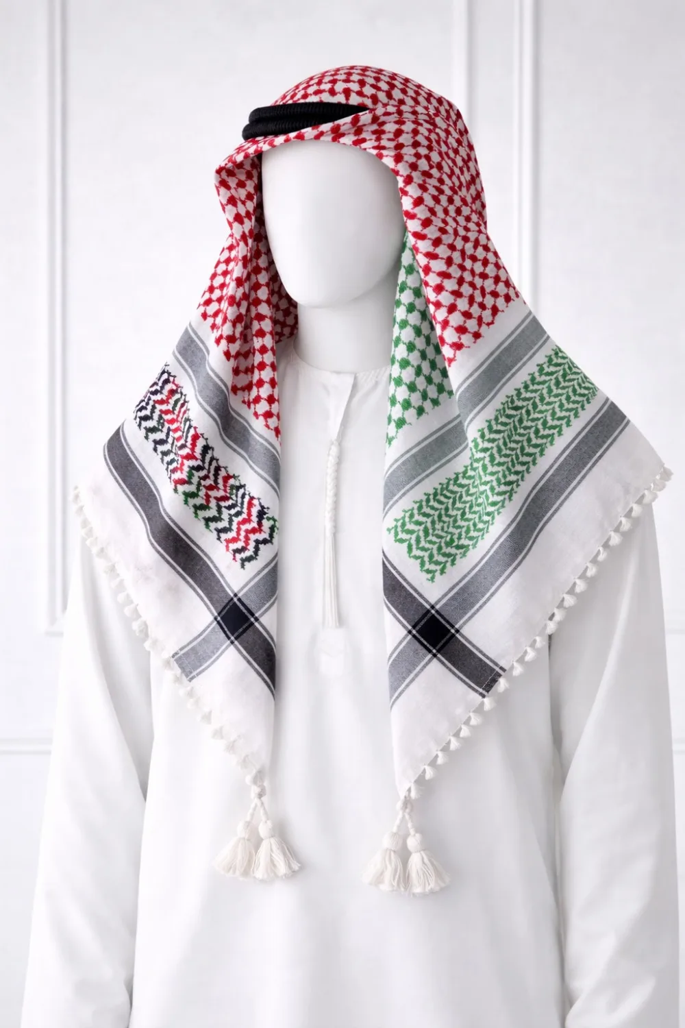Fashion Arab Desert Tactical Shemagh Keffiyeh Scarf with Agal Head Band - Tan